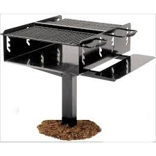 Ultra Play 4 In Commercial Park Bi Level Charcoal Grill With Post In Black Charcoal Grill Ceramic Grill Park Grill