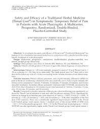 Pseudodiphtheriticum presenting as exudative pharyngitis can mimic mild diphtheria clinically and pose a diagnostic challenge in the setting of a diphtheria epidemic. Pdf Safety And Efficacy Of A Traditional Herbal Medicine Throat Coatr In Symptomatic Temporary Relief Of Pain In Patients With Acute Pharyngitis A Multicenter Prospective Randomized Double Blinded Placebo Controlled Study