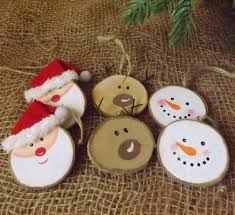 Set 6 Natural Wooden Log Slice Christmas Tree Decorations Santa Snowman Reindeer Weihnac Decoration Noel Fait Main Decoration Noel Enfant Decoration Noel Diy