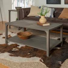 The table top has a distressed rustic wood grain. Grey Coffee Tables Accent Tables The Home Depot