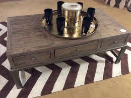 This spacious walker edison metal wraparound coffee table accommodates a large statement centerpiece. Grey Wash Coffee Table Sold Ballard Consignment