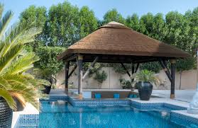 Pool Bar Perfectly Shaded With A Thatch Gazebo Gazebo Poolbar Pool Outdoor Gazebo Diy Gazebo Backyard Beach