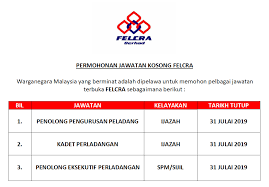 Kerja kosong pengurusan air selangor. Permohonan Pelbagai Jawatan Kosong Felcra Dibuka Sehingga 31 Julai 2019