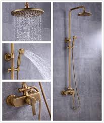 Sccot Duschsystem Messing Duscharmatur Mit Rainshower Regendusche Handbrause Duschkopf Dusche Armatur Und Badewanne Duschset Antik Messing Fertig