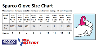 Sparco Glove Size Chart Karts Parts Ltd