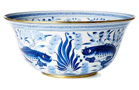 15 Fish Lotus Bowl Blue White In 2020 Lotus Bowls White Bowls Blue And White