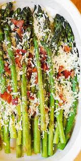 Oven Roasted Asparagus With Bacon Garlic And Asiago Cheese Asparagus Recipes Baked Oven Roasted Asparagus Asparagus Bacon
