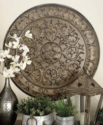 Large Vintage French Tuscan Old World Iron Raised Relief Medallion Wall Decor Unbranded Transitional Tuscan Decorating Tuscan Design Medallion Wall Decor