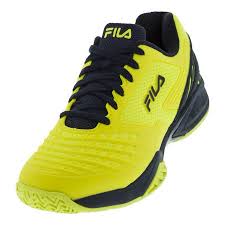 Men S Axilus Energized Tennis Shoes Lemon Tonic And Fila Navy
