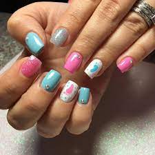 They are so playful and fun! Gender Reveal Nails Gender Reveal Nails Baby Nails Baby Shower Nails