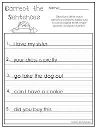 10 printable correct the sentences worksheets 1st 2nd grade etsy