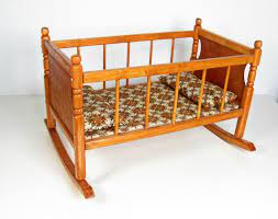 Vintage Cass Company Wood Doll Cradle Bed Cradle Bedding Doll Cradle Wooden Baby Doll Crib