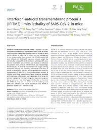 PDF) Interferon-induced transmembrane protein 3 (IFITM3) limits lethality  of SARS-CoV-2 in mice