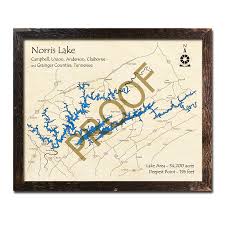 Norris Lake Tn 3d Wood Map Laser Etched Wood Charts