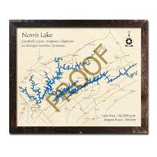 norris lake tn 3d wood map laser etched wood charts