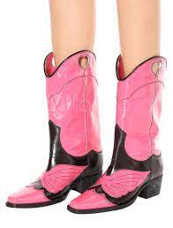 Women Cowgirl Boots Pink Square Toe Plus Size Wide Calf Boots High Boots Milanoo Com