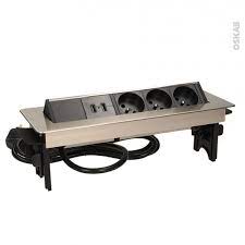 Cuisine 1er prix et kitchenette (19). Bloc Prise Rectangulaire Pour Plan De Travail 3 Prises 2 Usb Finition Inox Oskab