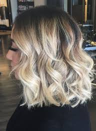 Balayage Ombre Highlights On Short Hair Long Bob Lob Blonde With Dark Root Sha Dark Hair With Highlights Blonde Hair With Roots Dark Roots Blonde Hair Short