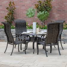 Round wicker patio dining set. Du Monde 5 Piece Banana Leaf Wicker Patio Dining Set W 48 Inch Round Dining Table By Lakeview Outdoor Designs Walmart Com Walmart Com