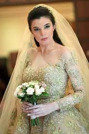 Yesterday S Golden Bride Wedding Dress Elie Saab Eliesaabworld Makeup Artist Bassam Fattouh Bassamfattouh Hair Dresser Tony Mendelek Tonyelmendele