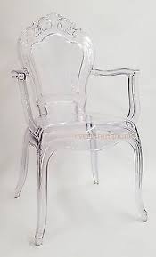 Clear Transparent Ghost Vanity Dining Arm Chair French Baroque Polycarbonate Dining Arm Chair Chair French Chairs