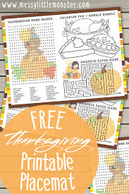 Thanksgiving placemat coloring pages these placemats are perfect for preschoolers. Thanksgiving Colouring Page Activities Printable Placemats For Kids Messy Little Monster