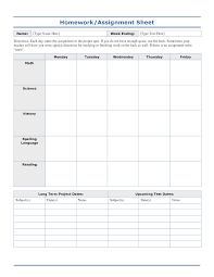 Weekly Homework Assignment Sheet Template Homework Sheet Template Homework Planner Homework Sheet