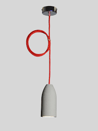 Pendelleuchte Aus Beton Beton Lampe Mit Farbigem Textilkabel Farbe Rot 7 5 Led Leuchtmittel Betonlampe Led Strahler