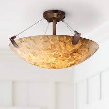 Cl0019.ni.se verona alabaster bowl, nickel fittings артикул: Alabaster Rocks Bronze Trim 18 Wide Semiflush Ceiling Light K5296 Lamps Plus