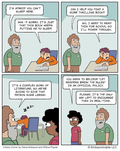 It's Monday! Here's a comic that will make Mondays feel like a head start  to your work week with a book in hand. 📚 #LibraryLife