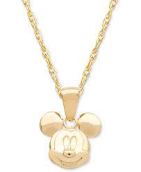 Disney Children S Mickey Mouse 15 Pendant Necklace In 14k Gold Yellow Gold Mickey Mouse Jewelry Disney Jewelry Pendant