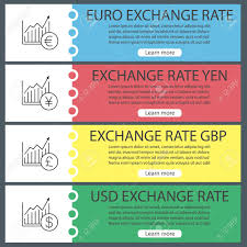 currencies exchange rates web banner templates set market growth