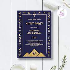 Egypt Party Invitation Printable Egyptian Birthday Invite Ancient Egypt Party Navy Blue And Gold Digital Pdf Instant Download Party Invitations Printable Egyptian Party Invitations Birthday Invitations