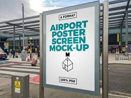 Download Free Airport Poster Screen Mockup Psd Mockup Free Mockup