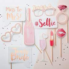 Whether you are having an outdoor event like a wedding, or if you have an indoor party like a ball, column props will add a wow factor that's impossible to miss. Ginger Ray Metallic Rose Gold I Do Crew Photo Booth Props 10ct Party City