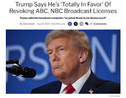 Trump Says He's 'Totally In Favor' Of Revoking ABC, NBC Broadcast Licenses