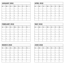 One Page 6 Month Calendar 2018 Calendar Template Calendar Printables Blank Calendar Template