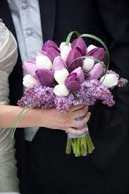 Tulips As Wedding Flowers Tulips And Lilacs Bridal Bouquet Wedding Flowers Purple Wedding Bouquets Wedding Flowers Tulips Flower Bouquet Wedding