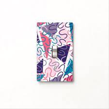 Retro Girly Squiggly Pink Triangle Geometric Art Light Switch Cover Light Switch Covers Switch Covers Light Switch