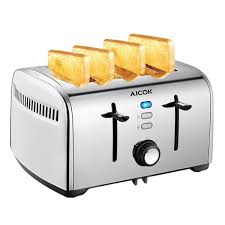 Aicok Grille Pain En Inox Automatique Grille Pain Multifonction 4 Fentes Extra Larges Avec Controle De Temperature Et Plateau De Mi Achat Vente Grille Pain Toaster Cdiscount