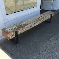 Banco De Viga Abeto Recuperado Con Patas De Acero Hecha A Mano 5 De Largo Madera De Un Granero 105 Anos Reclaimed Wood Beams Loft Furniture Design Wood Beams