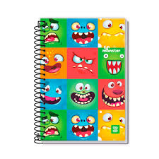 Caderno 1/4 Espiral Capa Dura 200 Folhas Fun Monster