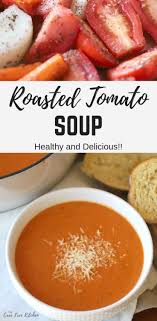 This Tomato Soup Recipe Is Made With Roasted Tomatoes Onions And Carrots It Is A De Roasted Tomato Basil Soup Tomato Soup Homemade Creamy Tomato Soup Recipe