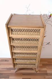 Commode Scandinave 6 Tiroirs En Bois Vernis Et Rotin Pieds Compas Vintage De La Boutique Atelierdelachoisille Sur Etsy Wine Rack Vintage Decor
