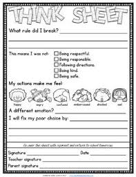 Think Sheets To Help Kids Think About Their Actions With Images Teaching Classroom Management Classroom Behavior Management Teaching
