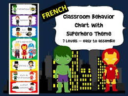 french superhero themed behavior chart