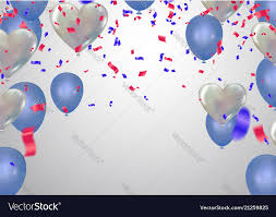 White Background With Light Blue Balloons And Vector Image