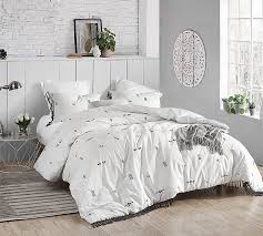 Reversible black and white twin xl bedding will add versatility to your college decor, especially with these fun white designs that this comforter has to offer. Soft Cotton Oversized Twin Xl Duvet Cover In White And Dark Gray Textured Design And Machine Washable Material