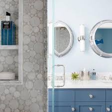 With the herringbone placement of the subway tile, this consider this beige and gray combo your paint color superhero. Sky Blue Bathroom Paint Colors Design Ideas