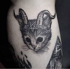 Baphomet Kitty Cat Tattoo To Be Done Darker For Blacula Kitten Tattoo Satanic Tattoos Tattoos